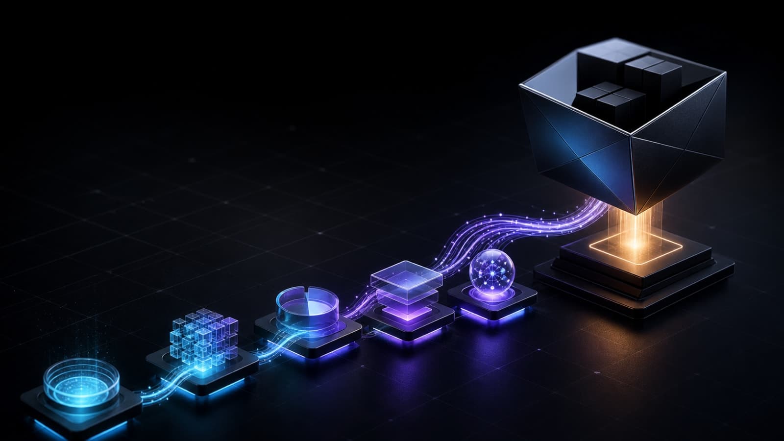 Connected luminous automation modules combining into a larger commerce outcome